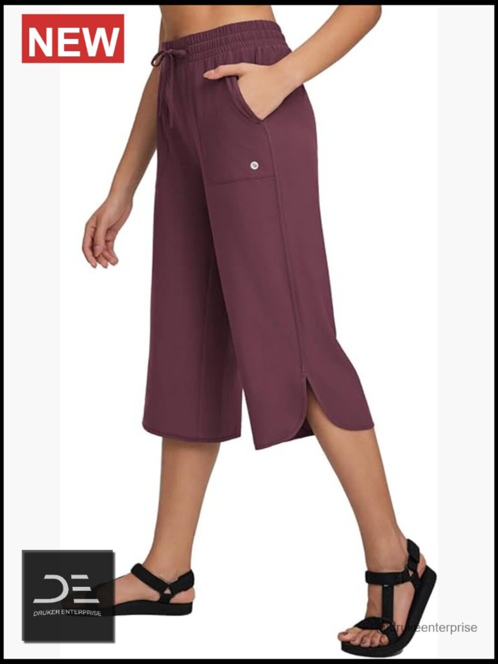Hiking Capri Pants UPF 50+ Quick Dry Lightweight 4-Way Stretch Wide Leg Summer